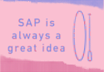 SUP board and stand up paddle with the inscription: "SUP is always a great idea". Dotted icon, vector logo, sports label, sticker or badge. SUP in flat design style in pink and blue colors.
