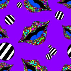 Psychedelic vintage pattern, in the style of good vibes of the 1970s. vector retro illustration..