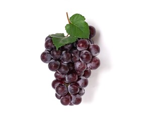 Close-up of sweet dark red grapes isolated on white background.