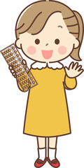 そろばんを持つ女の子全身