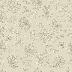 Fototapeta premium elegant seamless pattern outline floral design