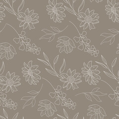 Fototapeta premium elegant seamless pattern outline floral design