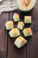 Cut fresh delicious fruit cantaloupe