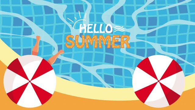 hello summer lettering animated