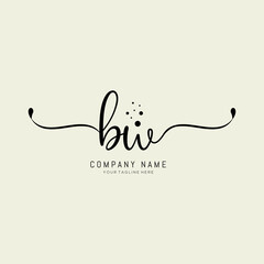 initial BW handwriting logo design vector template. dots letter BW logo design vector.