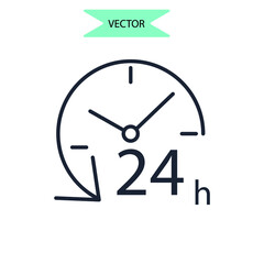 24 hours icons  symbol vector elements for infographic web