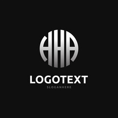 Hha Monogram logo, Hha Circle font, Round monogram Hha letters, three letters logo
