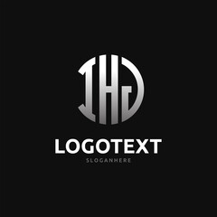 Ihj Monogram logo, Ihj Circle font, Round monogram Ihj letters, three letters logo