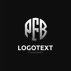 Pfb Monogram logo, Pfb Circle font, Round monogram Pfb letters, three letters logo