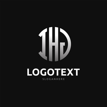Ihj Monogram logo, Ihj Circle font, Round monogram Ihj letters, three letters logo