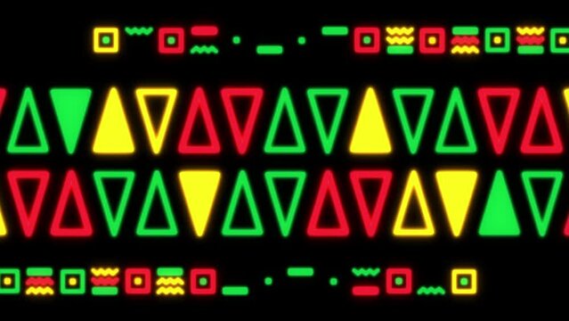 カラフルポップなトライバル柄のフラットなアニメーション　ループ