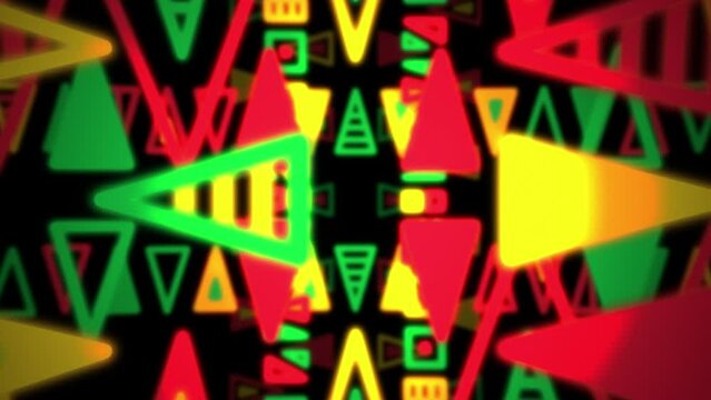 カラフルポップで派手なトライバルパターンの3D空間　ループ