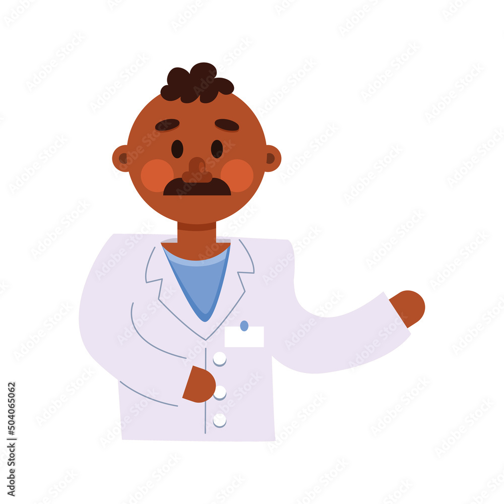 Sticker afro doctor with mustache