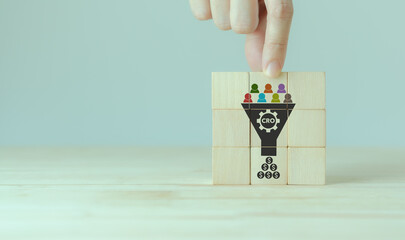 CRO - Conversion Rate Optimization  and lead generation concept. Idea of traffic, testing and web sites. The process of increasing the percentage of conversions from a website or mobile app.