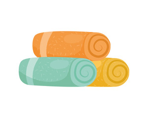 three rolled towels