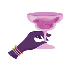 hand with purple cocktail