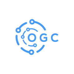 OGC technology letter logo design on white  background. OGC creative initials technology letter logo concept. OGC technology letter design.
