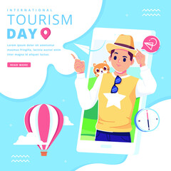 happy international tourism day illustration background