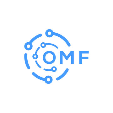 OMF technology letter logo design on white  background. OMF creative initials technology letter logo concept. OMF technology letter design.
