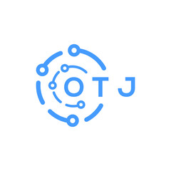 OTJ technology letter logo design on white  background. OTJ creative initials technology letter logo concept. OTJ technology letter design.
