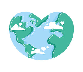 heart earth with clouds