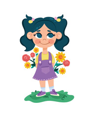 little girl with flowers