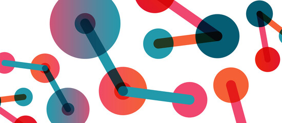 Line points connections geometric abstract background. Circles connected by lines. Trendy techno business template for wallpaper, banner, background or landing