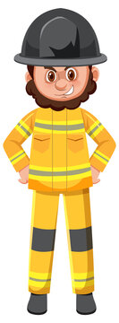 Firefighter in yellow outfit