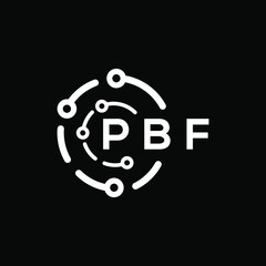 PBF technology letter logo design on black  background. PBF creative initials technology letter logo concept. PBF technology letter design.
