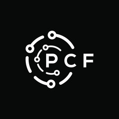 PCF technology letter logo design on black  background. PCF creative initials technology letter logo concept. PCF technology letter design.
