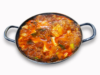 tofu stew isolated on white background