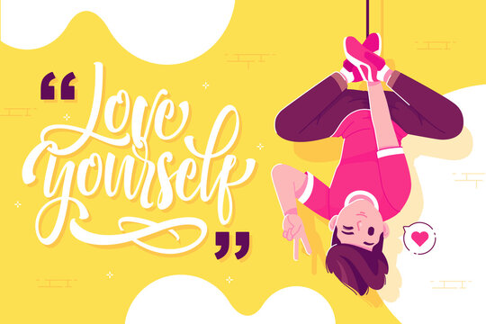 hanging boy with quotes background