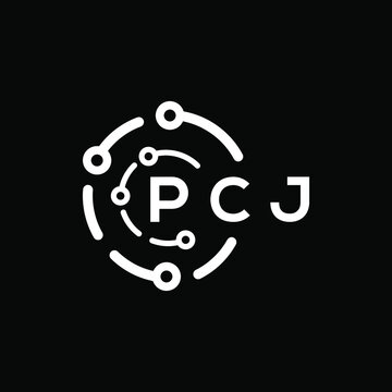 PCJ technology letter logo design on black  background. PCJ creative initials technology letter logo concept. PCJ technology letter design.

