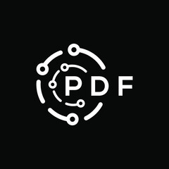 PDF technology letter logo design on black  background. PDF creative initials technology letter logo concept. PDF technology letter design.
