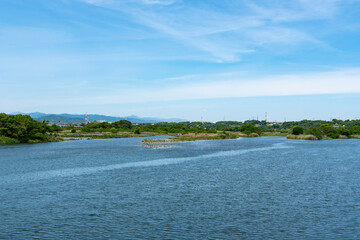 神奈川県を流れる相模川の風景