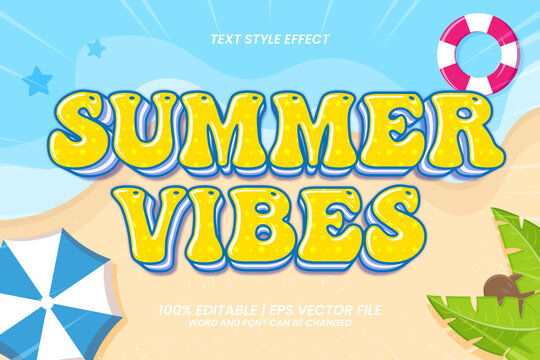 Summer Vibes editable text effect 3D Cartoon style