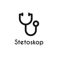 simple black stetoskop outline style icon design - obrazy, fototapety, plakaty