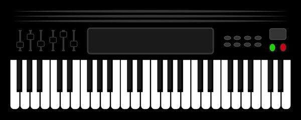 Piano music keyboard vector. Electronic synthesizer icon.