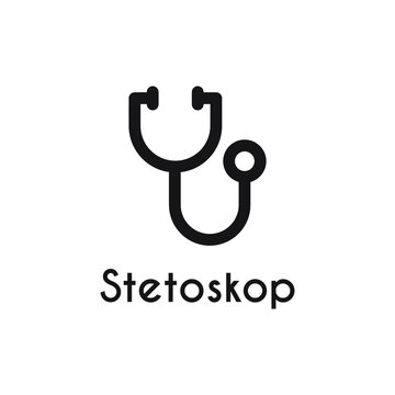 simple black stetoskop outline style icon design