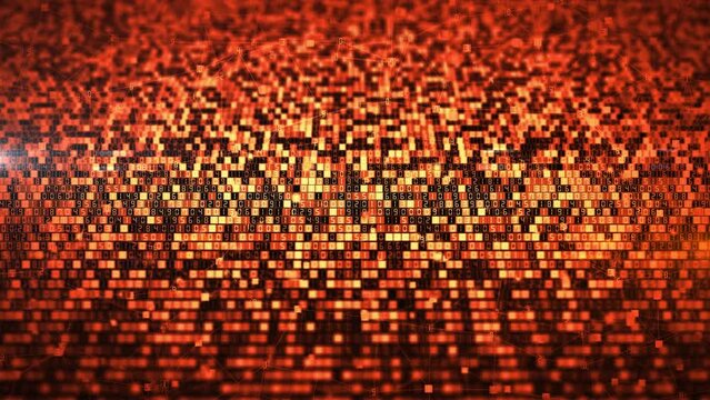 Orange digital data numbers binary computer code abstract technology background