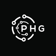 PHG technology letter logo design on black  background. PHG creative initials technology letter logo concept. PHG technology letter design.