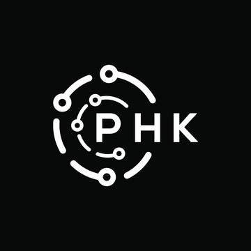PHK technology letter logo design on black  background. PHK creative initials technology letter logo concept. PHK technology letter design.