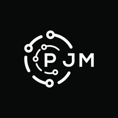 PJM technology letter logo design on black  background. PJM creative initials technology letter logo concept. PJM technology letter design.
