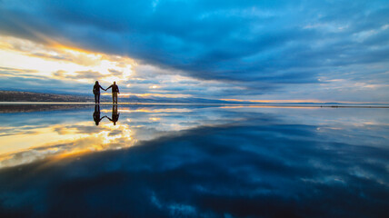 sunset over the lake