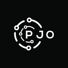 PJO technology letter logo design on black   background. PJO creative initials technology letter logo concept. PJO technology letter design. 
