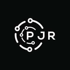 PJR technology letter logo design on black  background. PJR creative initials technology letter logo concept. PJR technology letter design.