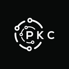 PKC technology letter logo design on black  background. PKC creative initials technology letter logo concept. PKC technology letter design.