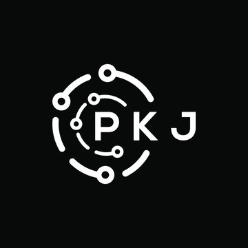 PKJ technology letter logo design on black  background. PKJ creative initials technology letter logo concept. PKJ technology letter design.