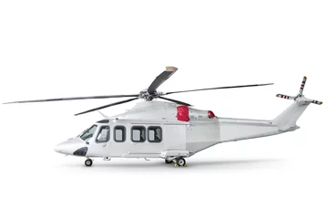 Poster Luxe zakelijke helikopter geïsoleerd op witte achtergrond © Dushlik