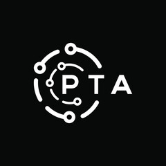 PTA technology letter logo design on black  background. PTA creative initials technology letter logo concept. PTA technology letter design.
